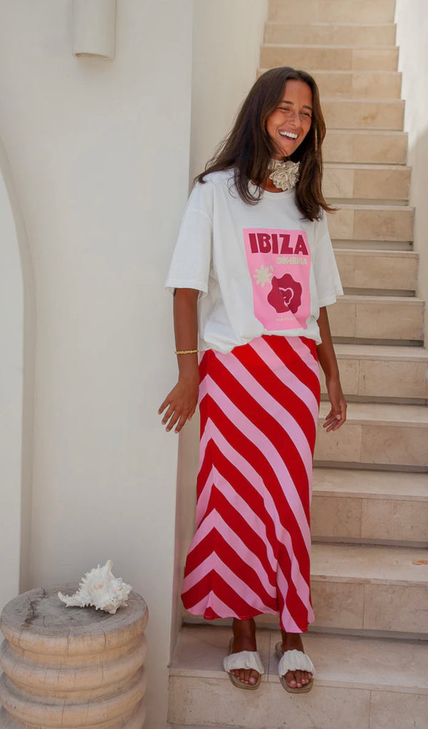 Ibiza T -Shirt - White and Pink