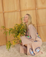 Tan Long Robe Sardine/Coral print - Just arrived!