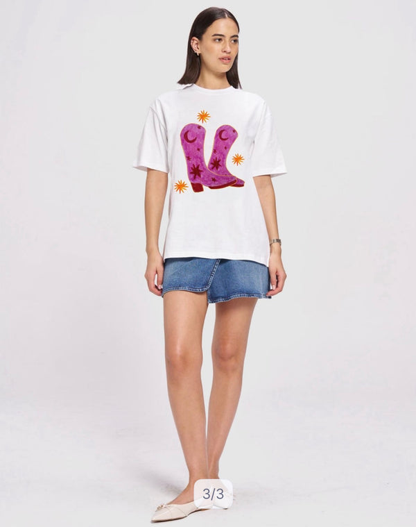 Cowgirl Over Size Drop Shoulder Tee