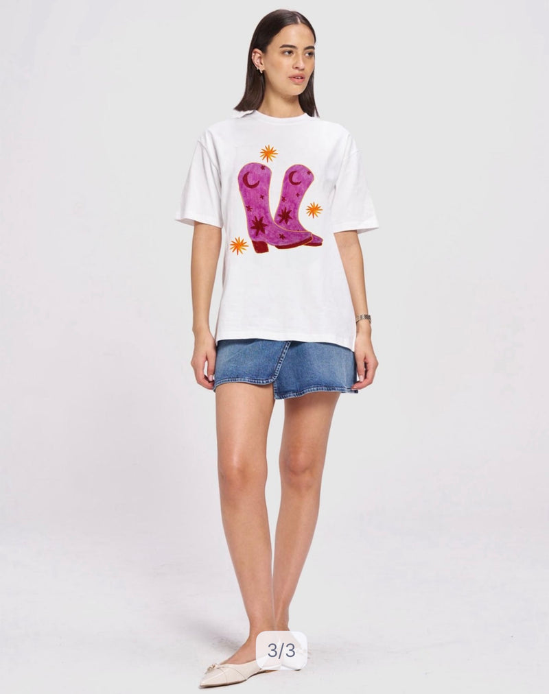 Cowgirl Over Size Drop Shoulder Tee