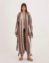 Multi Striped Tassel Linen/Cotton Robe - Pre order start October delivery