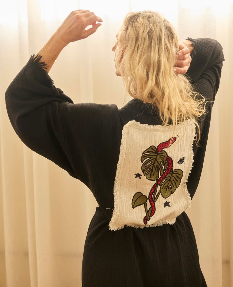 Elizabeth Forsam  Inked  Series- Limited Edition Robe- Midnight with tassel tie - Cie Cie + Co