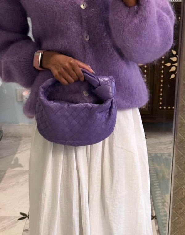 Cornelia Mohair Cardigan with mother of pearl  - Lilac - Cie Cie + Co