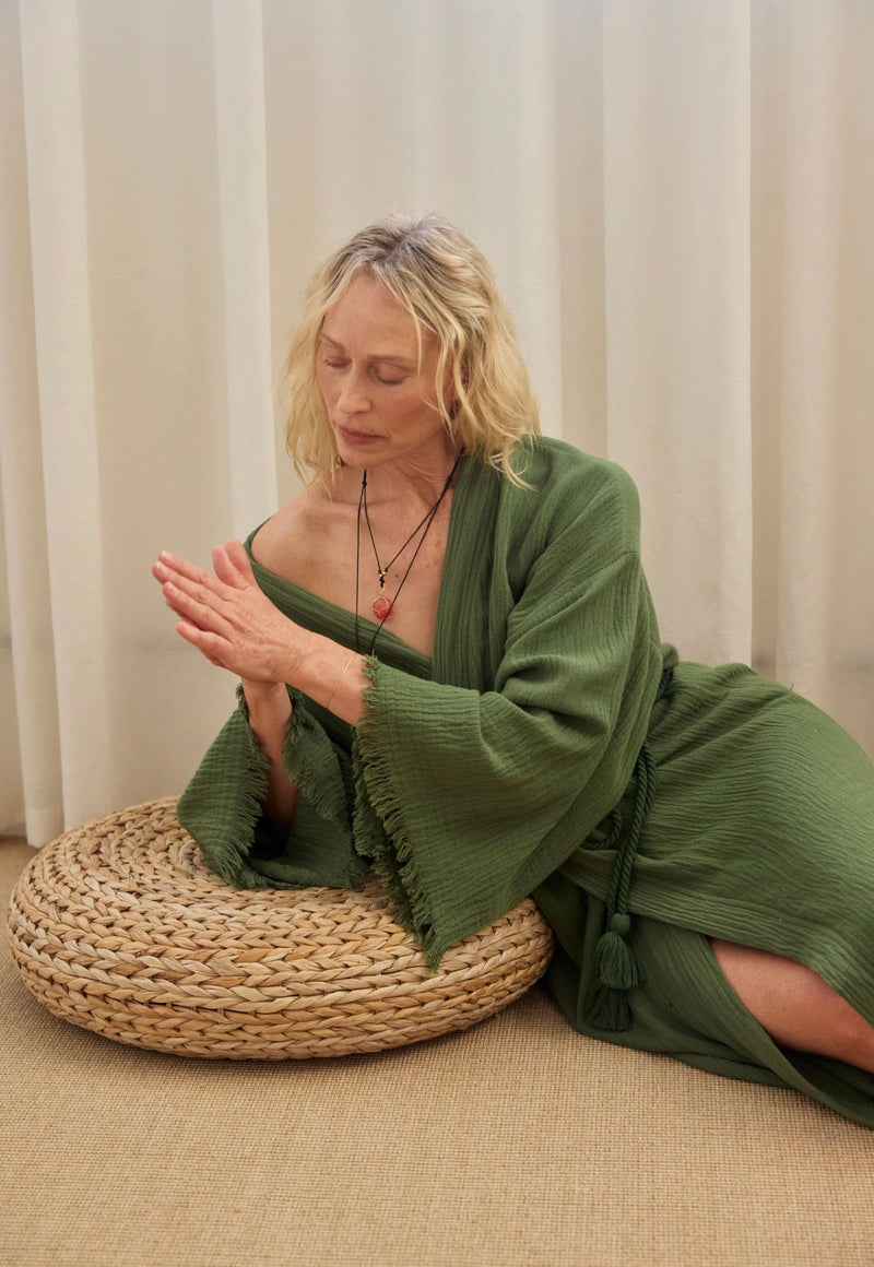 Elizabeth Forsam Inked  Series- Limited Edition Robe- Forest with tassel tie - Cie Cie + Co