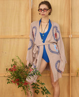 Tan Midi  Robe Seahorse/Coral print - Pre Order End August Delivery! - Cie Cie + Co