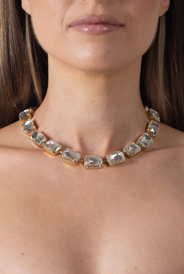 SHINE BRIGHT STACKABLE NECKLACE - CRYSTAL GOLD