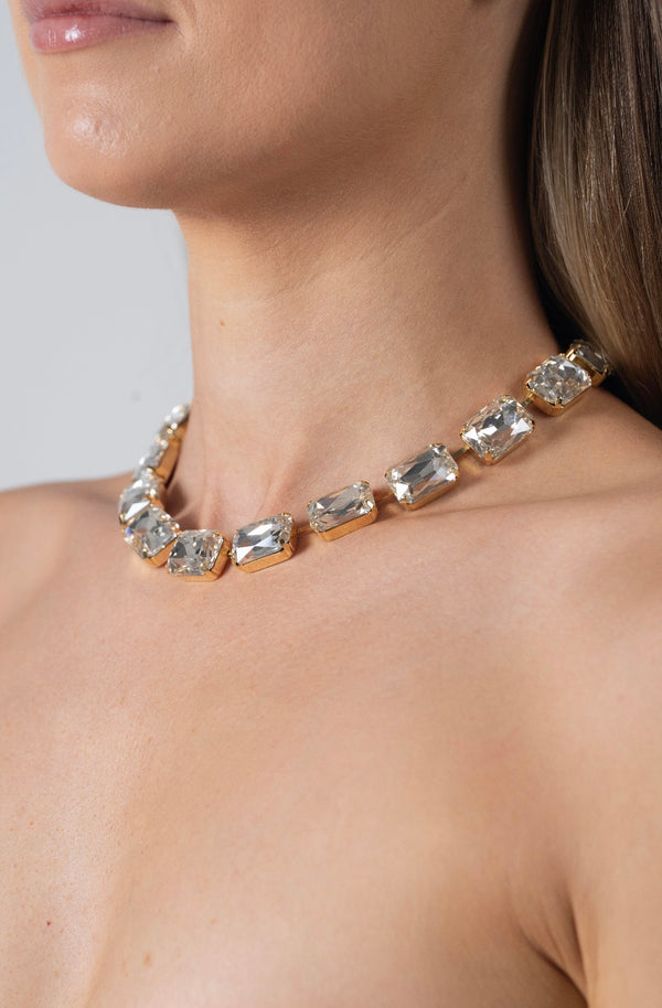 SHINE BRIGHT STACKABLE NECKLACE - CRYSTAL GOLD