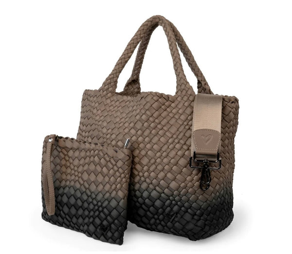 LONDON WOVEN LARGE TOTE - OMBRE BLACK