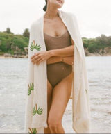 NEW Natural Beach Throw Natural Palm Tree Motif