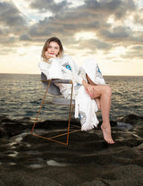 White/Blue Evil Eye Cotton Robe - Pre order start October delivery