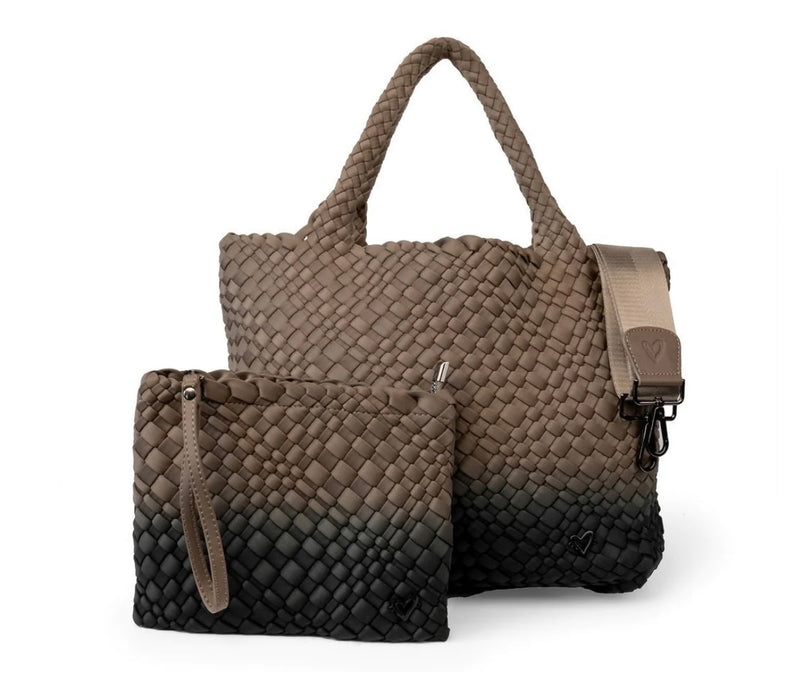 LONDON WOVEN LARGE TOTE - OMBRE BLACK