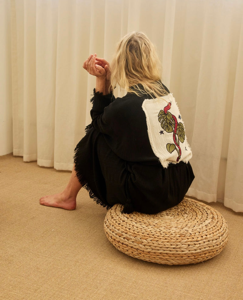 Elizabeth Forsam  Inked  Series- Limited Edition Robe- Midnight with tassel tie - Cie Cie + Co