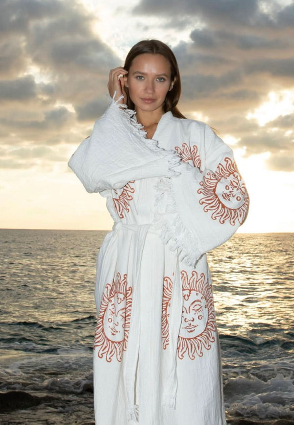 White Sundial Cotton Robe - Pre order start October delivery