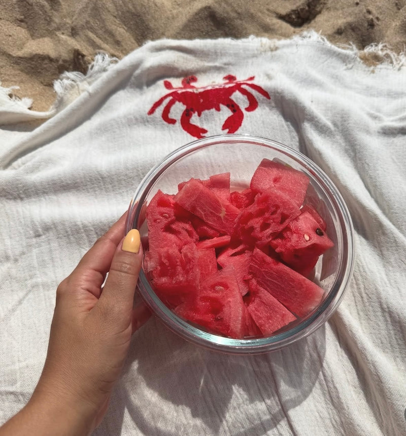 NEW Natural Beach Throw Natural Crab Motif - Cie Cie + Co