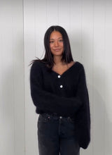 Crop Cardi Mohair Knit - Black