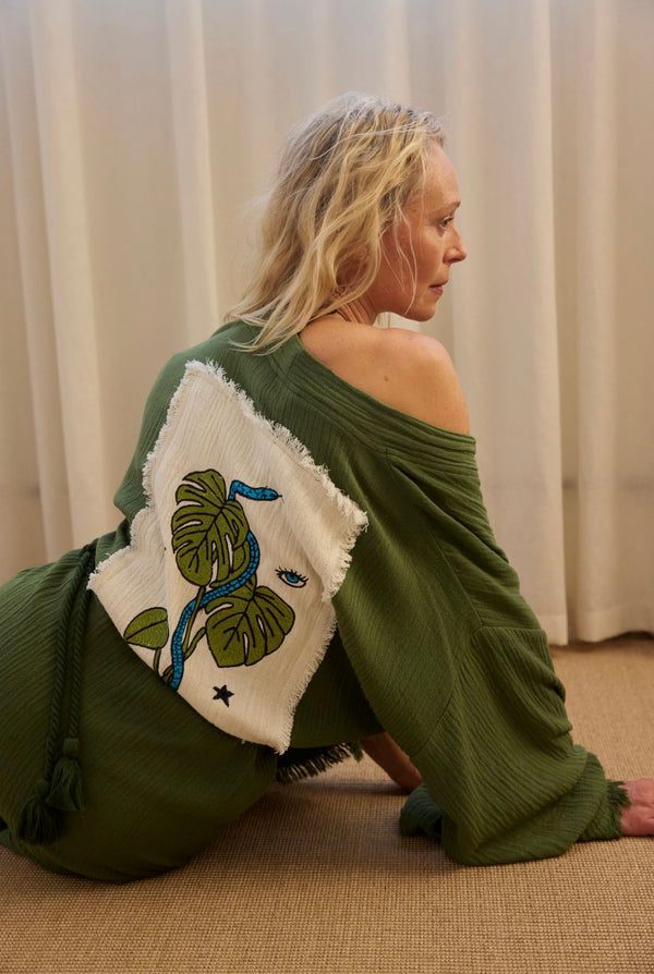 Elizabeth Forsam Inked  Series- Limited Edition Robe- Forest with tassel tie - Cie Cie + Co