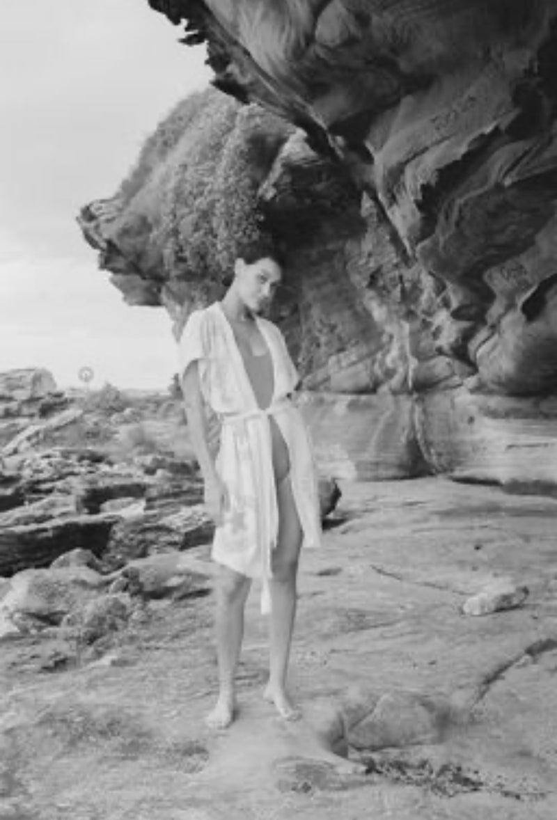 NEW Natural Midi Short Sleeve Robe - Sea Star