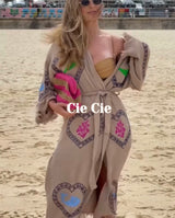 Tan Long Robe Sardine/Coral print - Just arrived! - Cie Cie + Co