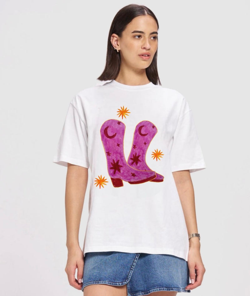 Cowgirl Over Size Drop Shoulder Tee