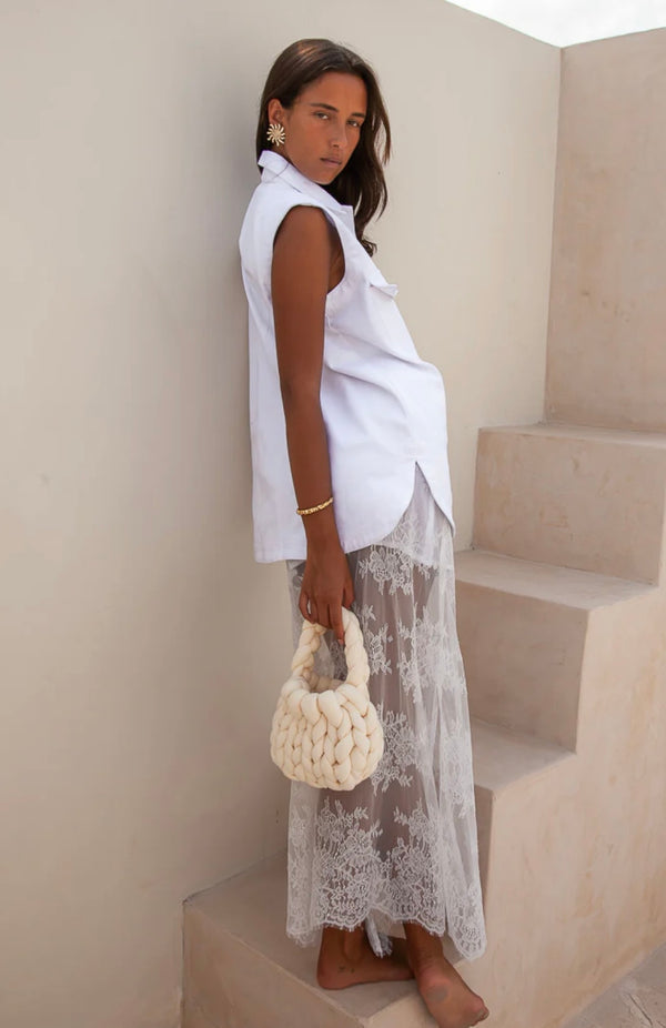 The Daintree Lace  Skirt - White