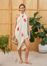 NEW Natural Beach Throw Natural Crab Motif - Cie Cie + Co