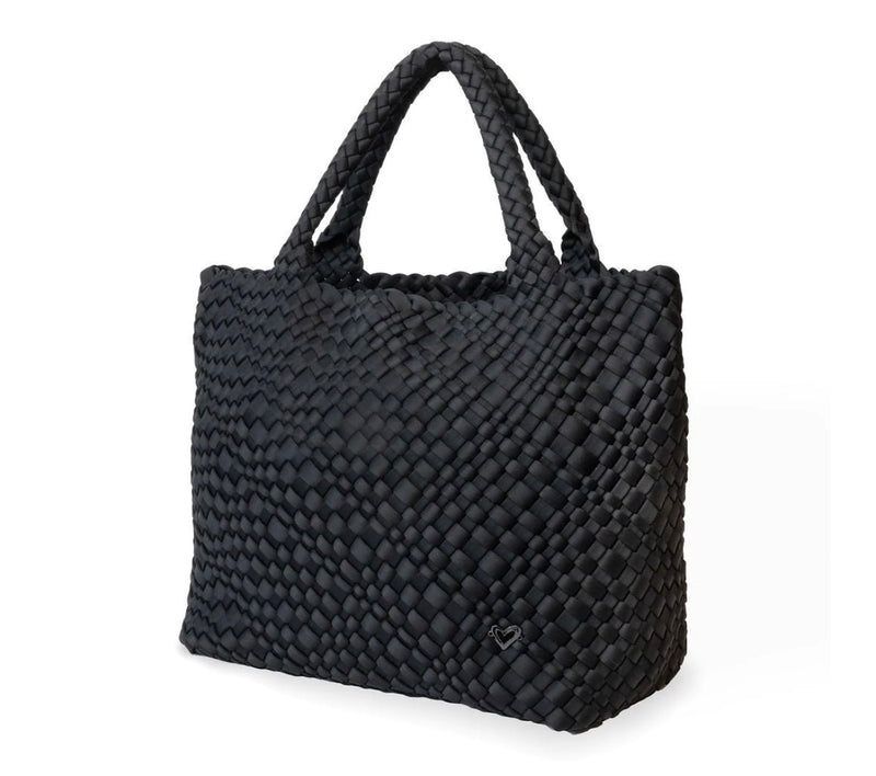 LONDON WOVEN LARGE TOTE - BLACK ONYX