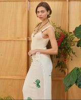 NEW Natural Beach Throw Natural Palm Tree Motif - Cie Cie + Co