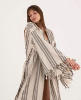 Striped Tassel Linen/Cotton Robe - Pre order start October delivery