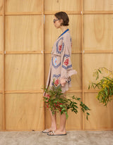 Tan Midi  Robe Seahorse/Coral print - Pre Order End August Delivery! - Cie Cie + Co