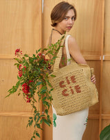 NEW Natural Beach Throw Natural Palm Tree Motif - Cie Cie + Co