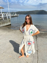 BRAND NEW DESIGN -Natural Long Robe Short Sleeve - Crab/Sardine/Shell - Cie Cie + Co