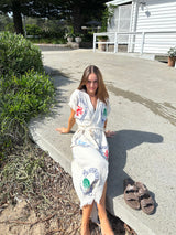 BRAND NEW DESIGN -Natural Long Robe Short Sleeve - Crab/Sardine/Shell - Cie Cie + Co
