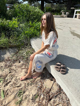 BRAND NEW DESIGN -Natural Long Robe Short Sleeve - Crab/Sardine/Shell - Cie Cie + Co
