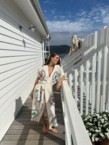 BRAND NEW DESIGN -Natural Long Robe Short Sleeve - Crab/Sardine/Shell - Cie Cie + Co