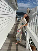 BRAND NEW DESIGN -Natural Long Robe Short Sleeve - Crab/Sardine/Shell - Cie Cie + Co