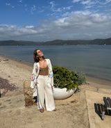 Surf Pant - Natural with Navy Hand Pressed Design - Just back in stock! - Cie Cie + Co