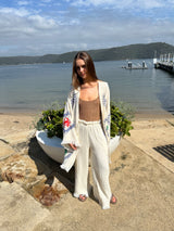 Surf Pant - Natural with Navy Hand Pressed Design - Just back in stock! - Cie Cie + Co