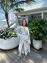 Natural Long Robe Palm/Crab print - JUST BACK IN STOCK - Cie Cie + Co