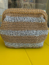 CIE CIE HANDWOVEN CLUTCH - TAN/SILVER WITH STRAP - Cie Cie + Co