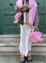 Crop Cardi Mohair Knit - Soft Berry