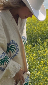 Natural Long Robe - Palm Tree