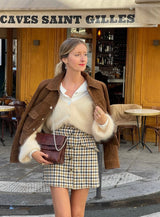 Crop Cardi Mohair Knit - Almond