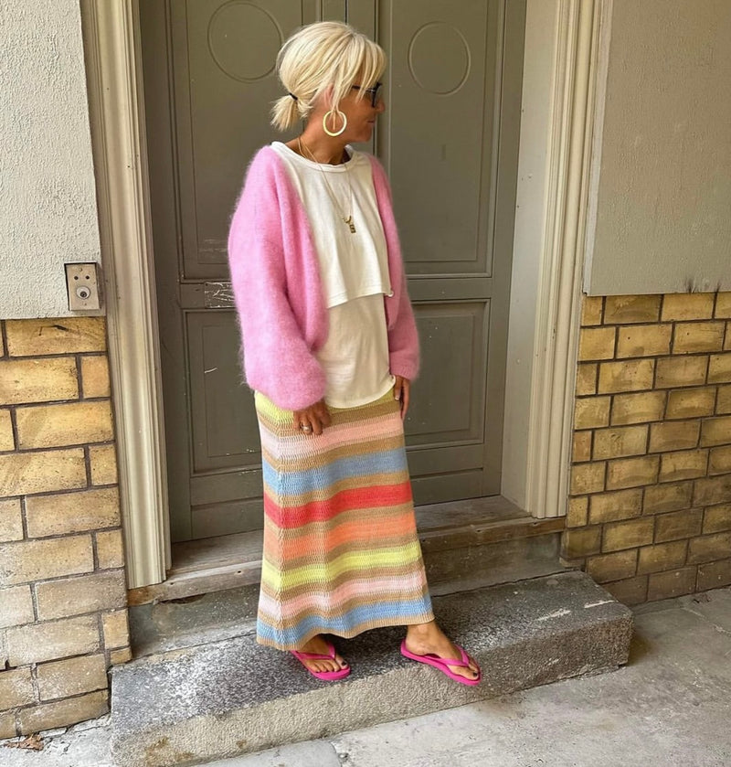 Crop Cardi Mohair Knit - Soft Berry