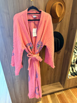 NEW COLLECTION - Watermelon Long Robe - Palm tree print