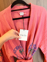 NEW COLLECTION - Watermelon Long Robe - Palm tree print