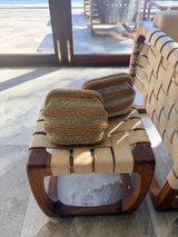 CIE CIE HANDWOVEN CLUTCH - TAN/GOLD WITH STRAP