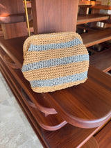 CIE CIE HANDWOVEN CLUTCH - TAN/SILVER WITH STRAP