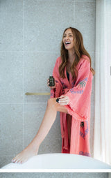 NEW COLLECTION - Watermelon Long Robe - Palm tree print