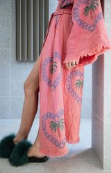NEW COLLECTION - Watermelon Long Robe - Palm tree print