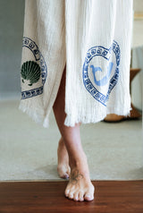 NEW COLLECTION - Natural Long Robe Short Sleeve - Crab/Sardine/Shell